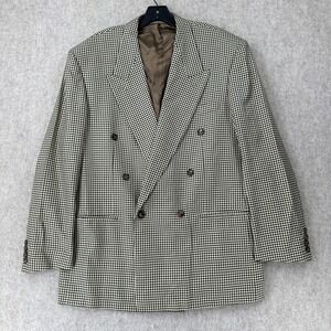 Zanetti Blazer Double Breasted Mens 52R  Silk Wool Garlanda Houndstooth Check